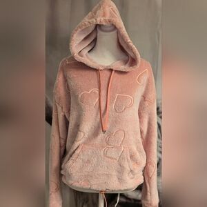 Cozy Pink Heart Sherpa Hoodie